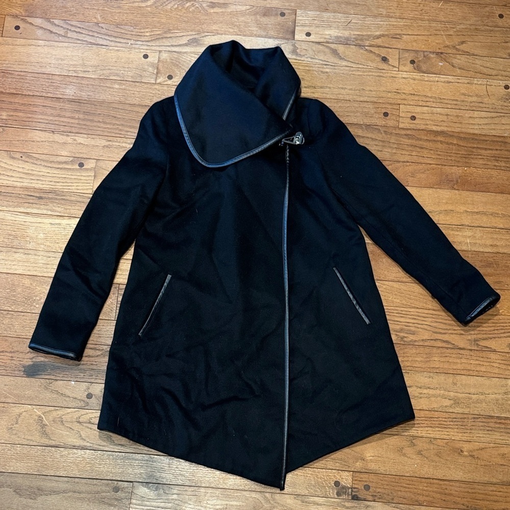 Betsey Johnson Black Pea Coat with Silver Accents - Picture 5 of 5